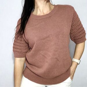 SANCTUARY Short Sleeve Sweater 100% Cotton Mauve‎  Size Large